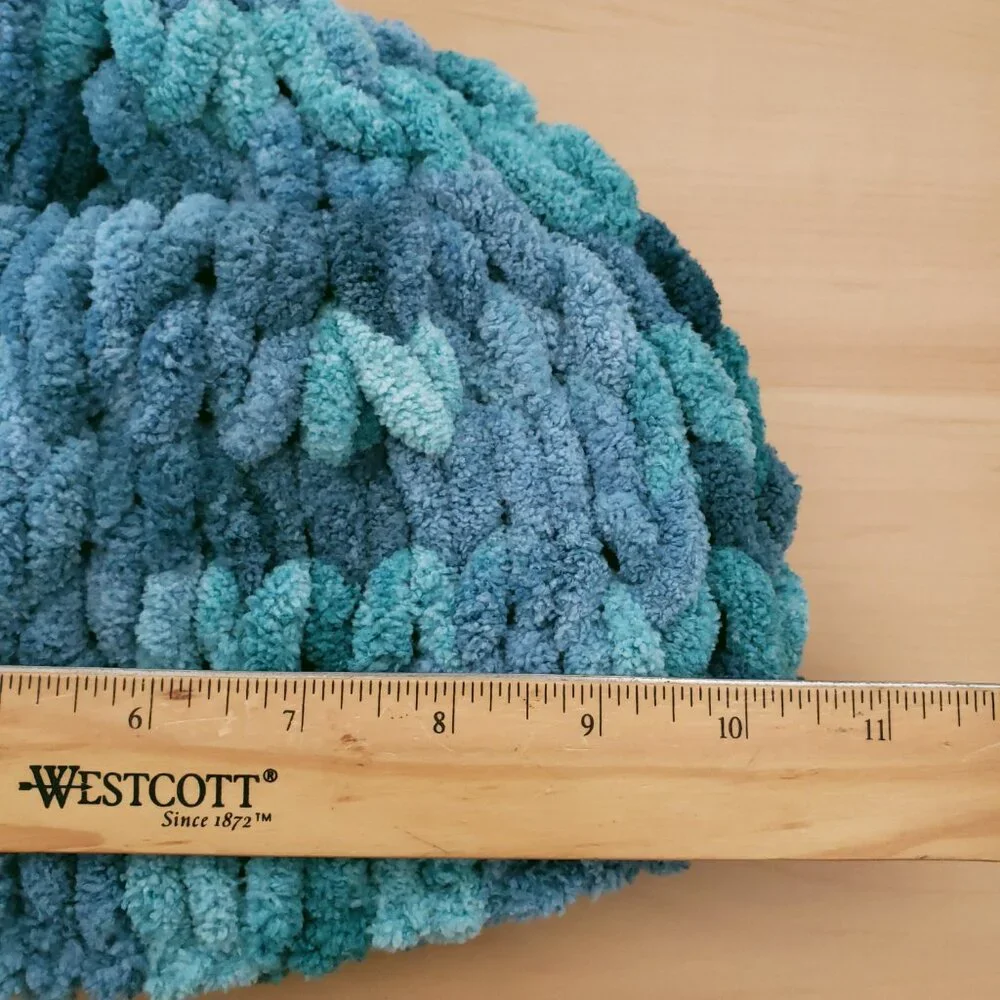 Women's New Handmade Cute Thick Crochet Blue Soft Beanie One Size
